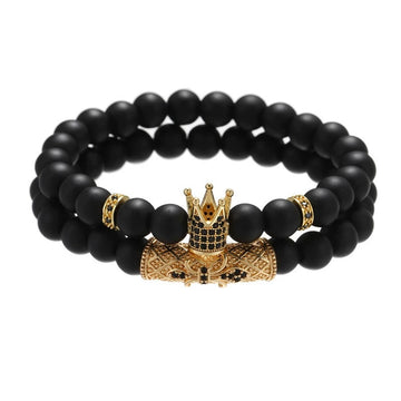 MJ175 - Beaded Crown Men's Fashion Bracelet